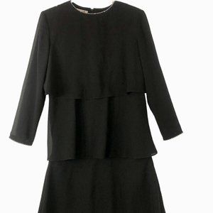 Caron Chicago Women Tiered Rhinestone Party Formal Dress Black Size 6